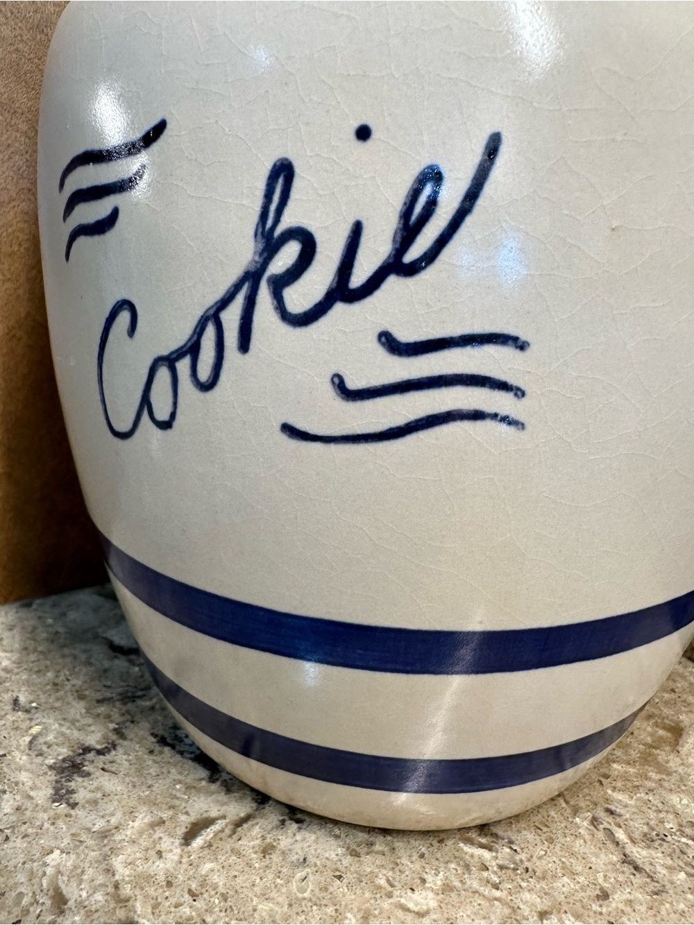 Robinson Ransbottom Cookie Jar with Navy Script - Picture 2 of 7
